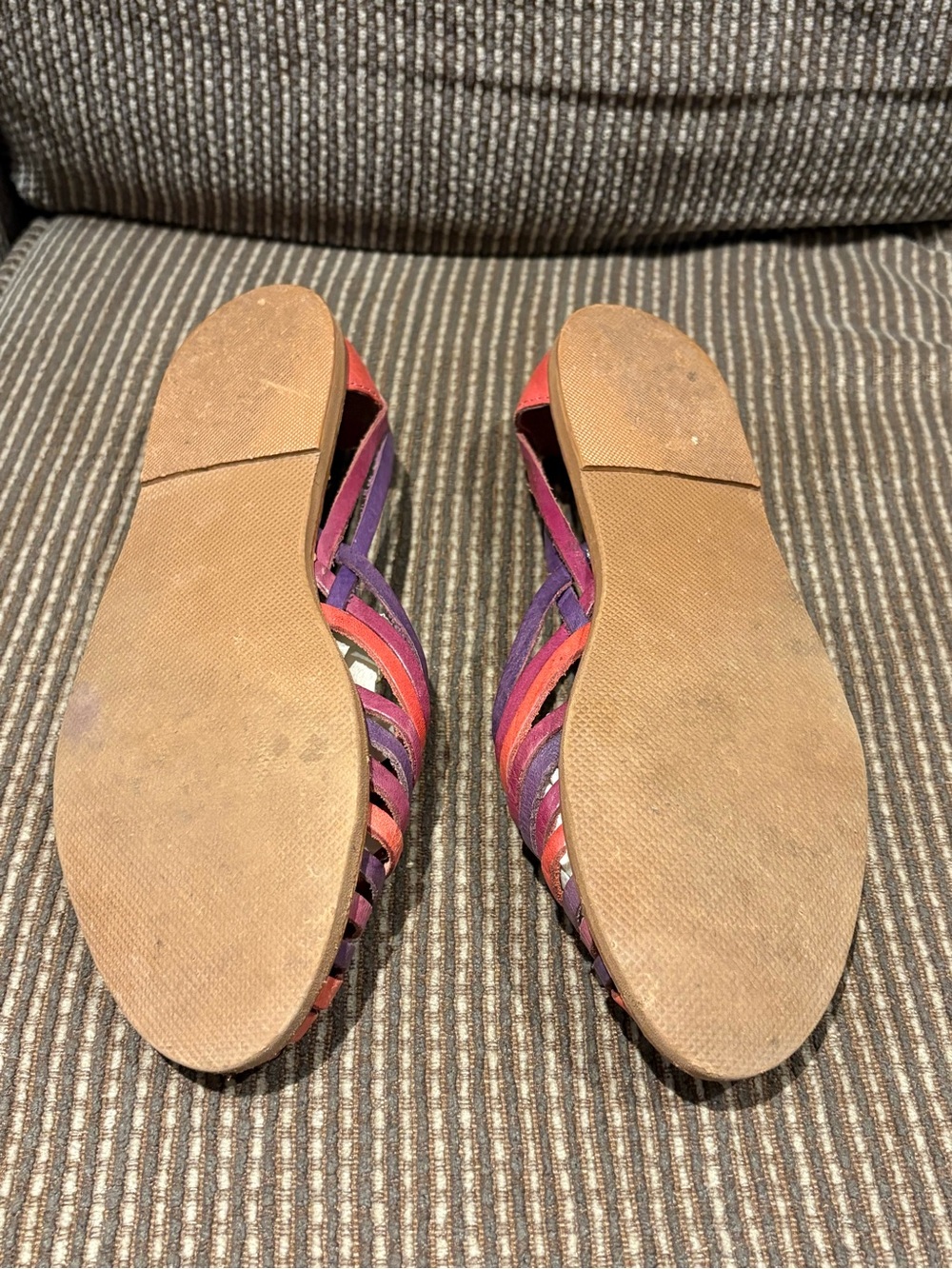 Pink & Purple Woven Leather Huarache Flats - Picture 8 of 10